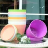 Planters Pots Buah Pot Bunga Warna-warni Tahan Lama Tanaman Pot Bunga Resin Kilap Taman Rumah dengan Lubang Drainase Piring