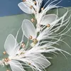 Hair Clips White Feather Leaf Band Classic Style Wedding Headwear Hairpin For Brides Decorative Ornaments Ly