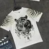 Herr t-skjortor kläder för män sommar kortärmad t-shirt koreansk modemärke tiger tryck rund hals smal fit casual toppar