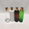 Opslag Flessen Sedorate 20 stks/partij HUISDIER Hervulbare Fles Voor Vloeibare Make-Up 250 ML Plastic Met Gouden Druk Deksel lotion Shampoo LSJX072-1