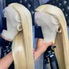 613 HD Lace Brontal Wig 13x6 3x4 Bone Straight Brazilian Blonde Lace Hair Hair Hair for Women 30 34 38 Inch Glueless Wig