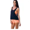 Chemises actives T-shirts pour femmes vêtements de Fitness sans manches haut de sport femme avec dos ouvert gilet Sexy goutte Yoga Gym entraînement