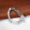 Link Pulseiras Design Original Pulseira Opal Frisada Para Mulheres Amor Coração Luxo Mãos Cadeia Moda Doce Legal Menina Hip Hop Jóias Simples