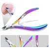 Cuticle Scissors 3Pcs Nail Nipper Set Stainless Steel Rainbow Manicure Clipper Dead Skin Remover Scissor Plier Pusher Tool 230619