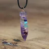 Pendentif Colliers Cristal Violet Sept Chakra Collier Pour Femmes Hommes Naturel À La Main Énergie Guérison Flèche