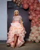 Party Dresses Cute Two Pieces Prom Crystals Top Custom Made Aso Ebi Pageant Girls Dressing Gowns Flouncing Hi Low Evening Gown