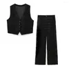 Women's Two Piece Pants Vintage Embroidery Velvet Sets Womens Outfits Cropped Waistcoat And Straight Leg Trousers Set Women Clothing