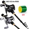 Combo de carrete de caña Sougayilang Casting Combo de caña de pescar y carrete 1.8-2.4m Caña de pescar de fibra de carbono y 7.2 1 Relación de transmisión Carrete de pesca de fundición Pesca 230619