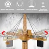 2.4G RC Tower Crane 6ch 128cm 680 ° دوران رفع النموذج الرافعة التحكم عن بعد رافعة البناء مع صوت الضوء لأطفال هدية