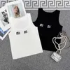 Kvinnors kläddesigner Vest Sexig Slim Camisole Fashion Letter broderi ärmlös t-shirt stickad is siden andningsbar sporttank