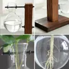 Donice garnki terrarium wazony roślin hydroponiczne vintage przezroczyste szkło drewniane drewniane rama kwiatowy stołek kwiatowe półki balkonowe biuro dekoracje r230620