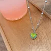 Chaînes Titane Acier Collier Couleur Changeante Pierre Coeur-forme Femmes Coeur Clavicule Chaîne Lumière Cadeau De Luxe