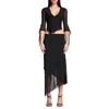 Two Piece Dress Women 2 Long Skirt Set V Neck Mesh 3 4 Sleeve Crop Tops And Low Waist Bodycon Maxi Summer Outfits 4-black Large