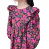 Robes de fille robes de filles printemps automne fleur robe de princesse à manches longues bord plissé couture style pastoral vêtements pour enfants 230619