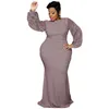 Plus storlek klänningar modes patchwork kvinnor långärmad aftonklänning höstkläder maxi plus storlek klänningar grossist dropp 230620