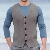 Coletes masculinos 2023 marca de moda suéteres homens malha colete botão cardigan sem mangas slim fit malhas outono retro roupas casuais