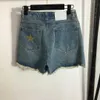 Women's Shorts designer 23ss Womens womens clothing Hot drill colored five-pointed star raw edge denim shorts High quality women