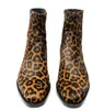 Botas masculinas de couro legítimo com estampa de leopardo botas de cano alto fashion com zíper sapatos Hombre Sapatos tamanho grande 38-46