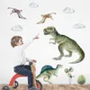 Stickers Muraux Jurassic Raptor Tyrannosaurus Dinosaure Enfants Autocollant Aquarelle Peel and Stick Stickers Garçon Chambre Intérieur Décor À La Maison 230619