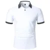 Men's Casual Shirts Men Polo Shirt Short Sleeve Solid Color Fashion Top Summer in Urban Business Lapel Rib 230620