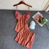 Vrouwen Nachtkleding Twee Stukken Pyjama Slaap Set Zomer Kant Dame Satijnen Nachtjapon Sexy V-hals Vrouwen Hemdje Pak Outfits Loungewear