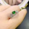 Küme halkaları doğal diopside ring 925 gümüş sertifikalı 4x6mm yeşil değerli taşlar için güzel hediye