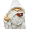 Garden Decorations Smoking White Beard Dwarf Santa Claus Resin Crafts Middle Finger Gesture Landing Dwarf Ornament Outdoor Decor Garden 230620