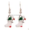 Charme Brincos de Cristal de Natal Conjunto Estilo Stud Floco de Neve Árvore Elk Sino Estrela Brinco Pendurado Para Meninas Mulheres Entrega Jóias Dhf3U