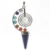 Hanger Kettingen Natuursteen Pendum Crystal Yoga 7 Chakra Spiraal Zeshoekige Kegel Amethist Reiki Healing Sieraden Dhyfm