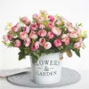 Gedroogde bloemen Boekethoofden Kunstmatige Rose Tea Flower Silk Fake flores voor DIY Home Garden Wedding Decoration