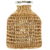 Vasos Rattan Grama Vaso De Vidro Arranjo De Flores Secas Decoração Coreana Plantador De Tecido Criativo Boêmio Vaso De Flores Para Casa Rede Decorativa