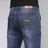 Jeans Masculino Etiqueta de Moda Cinza Masculino Stretch Ajuste Justo Personalidade Simples Roupas Masculinas Casual Calças Skinny Denim