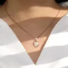 Pendant Necklaces Female Lover Heart Pendants Necklace Vintage Rose Gold Color Boho White Fire Opal For Women Valentine Wedding Jewelry