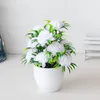 Decorative Flowers Simulated 12heads Chrysanthemum Balls Potted Plastic Green Plants Flower Decor Office Garden Balcony Decorations