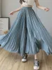 Koreanische Mode Breite Bein Hosen Frauen Elastische Hohe Taille Gefaltete Hosen Sommer Beiläufige Lose Chiffon Hosen Elegante Lange