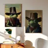 Funny Animal Frogs Portrait Posters and Prints Wall Art Pictures Laughing Cowboy Frog Canvas Painting Cuadros Home Decor Mural L230620