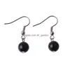 Dangle Lustre Perle Boucles D'oreilles 8Mm Boule Pierre Naturelle Perles Sier Dames Frais Et Élégant Drop Delivery 202 Dhsmb