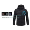 Herenjassen NWE Mannen Winter Warm USB Verwarming Slimme Thermostaat Pure Kleur Capuchon Verwarmde Kleding Waterdicht 230620