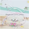 Bracelets porte-bonheur 12 pièces/ensemble Bracelet papillon multicolore perles de cristal bohème corde à main filles accessoires de fête livraison directe Otylc