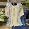 Women's T Shirts Long Sleeve For Women Cotton Womens Fashion Casual Top V Neck Floral Stitching Summer Athletic