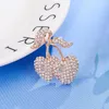 Brooches Cherry Women Metal Pins Rhinestone Ladies Clothing Accessories Fruit Brooch Pin Two Colors Jewelry Decorations