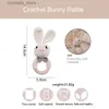 1pc baby teether music stringles for Kids Animal Crochet Crochet Rattle Elephant Ring Ring Wooden Gym Montessori Children's Toys