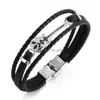 Chain Unisex Stainless Steel Genuine Leather Guitar Bracelet Link Handmade Braided Mtilayer Wristband Musical For Me D