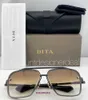 Лучшие оригинальные оптовые солнцезащитные очки DITA онлайн -магазин Dita Mach Six квадратных солнцезащитных очков черная железная рама коричневый градиент Len DTS121 62 03