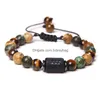 Perlé Pierre Naturelle Chakras Perle Bracelet Hommes Signe Du Zodiaque Africain Pinestone Tissage Pour Femmes Bijoux Drop Delivery Bracelets Dhmvz