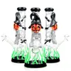 10 tum 3D handmålande lysande föremål Hopah Dab rigg rök vatten rörglasrör coola bongs oljeriggar återvinnare bong 14,4 mm skål halloween pumpa