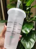 Mermaid Goddess 470ml 710ml Plastic Mugs Tumbler Reusable Clear Drinking Flat Bottom Pillar Shape Lid Straw Cups mug
