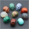 Loose Gemstones 2M Natural Malachite Stone Hand Carved Crystal Gemstone Human Skl Head Carving Scpture Drop Delivery Jewelry Dh90U