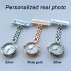 Pocket Watches Customized Engraved Your Name Personalized Lapel Pin Brooch Midwife Doctor Clock Hanging Pocket Nurse Watch 230619