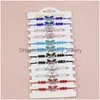 Bracelets porte-bonheur 12 pièces/ensemble Bracelet papillon multicolore perles de cristal bohème corde à main filles accessoires de fête livraison directe Otylc